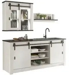 Furn.Design K&uuml;chen-Set, Wei&szlig;, Anthrazit, Holzwerkstoff, Glas, Metall,