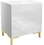 Lookway Nachttisch, Wei&szlig;, Gold, Holzwerkstoff, 45x50x38.5 cm, Schlafzimmer,