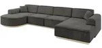 Altdecor Wohnlandschaft, Anthrazit, Textil, 6-Sitzer, U-Form, 388x83x171 cm,