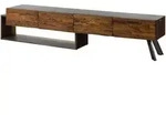 Massivmoebel24 Lowboard, Braun, Holz, Echtholz,Akazie, 4 Schubladen, Rechteckig,