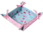 Homescapes Brotkorb, Blau, Textil, Baum/Pflanze/Natur, Quadratisch, 22x7x22 cm,