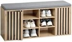 Kesper Schuhregal, Grau, Schwarz, Eiche, Textil, Holzwerkstoff, 6 F&auml;cher,