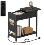 Relaxdays Beistelltisch, Schwarz, Holzwerkstoff, Metall, 30x60x31.5 cm, Wohnzimmer,