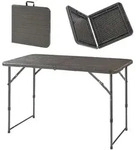 [en.casa] Klapptisch, Braun, Metall, Kunststoff, 60x90x120 cm, Gartenm&ouml;bel,