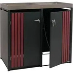 MCW 2Er-M&uuml;lltonnenverkleidung, Anthrazit, Dunkelbraun, Metall, 132x125x84 cm,