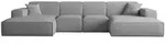 Fun M&ouml;bel Wohnlandschaft, Grau, Textil, U-Form, 342x73x165 cm, Wohnzimmer, Sofas &