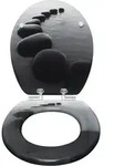 Woltu WC, Schwarz, Wei&szlig;, Holz, Oval, 37x5.7x43 cm, Badezimmer, WC Ausstattung,...