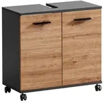 Stylife Waschbeckenunterschrank Palermo, Anthrazit, Eiche Artisan, Kunststoff, 1