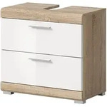 Inn.Furn Waschbeckenunterschrank, Wei&szlig; Hochglanz, Eiche, Kunststoff,...