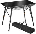 tectake Campingtisch, Schwarz, Metall, Baum/Pflanze/Natur, Rechteckig, 52x70x90 cm,