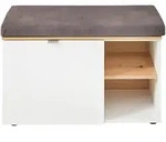 Garderobenbank Bari, Grau, Wei&szlig;, Eiche Artisan, Kunststoff, 1-Sitzer, F&uuml;llung: