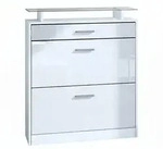 Vladon Schuhschrank, Wei&szlig; Hochglanz, Holzwerkstoff, 89x104x23 cm, Garderobe,