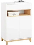 SoBuy Kommode, Wei&szlig;, Natur, Holzwerkstoff, Holz, Bambus, 60x85x34 cm,...