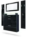 Vladon Garderobe, Schwarz Hochglanz, Holzwerkstoff, 180x180x23 cm, Garderobe,