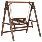 Beliani Hollywoodschaukel, Dunkelbraun, Holz, 159x169x117 cm, Gartenm&ouml;bel,