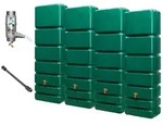 4rain Wandtank-Set, Gr&uuml;n, Kunststoff, 1,400 L, 270x184x39 cm, Gartenzubeh&ouml;r,