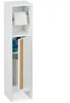 Relaxdays Toilettenrollenhalter, Wei&szlig;, Holzwerkstoff, Holz, 18.5x75.5x18.5 cm,