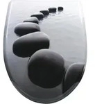 Woltu WC, Schwarz, Kunststoff, Oval, 37x5.2x45 cm, Badezimmer, WC Ausstattung,...