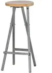 Gardenson Barhocker, Anthrazit, Beige, Holz, Metall, Kiefer, 35x82x35 cm, klappbar,