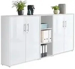 Mid.you Aktenschrank, Wei&szlig;, Wei&szlig; Hochglanz, Holzwerkstoff, 6 F&auml;cher,