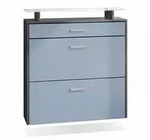 Vladon Schuhschrank, Pastellblau, Holzwerkstoff, 89x96x23 cm, Garderobe,