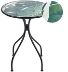 Beliani Gartentisch, Schwarz, Gr&uuml;n, Metall, Rund, 60x75x60 cm, Gartenm&ouml;bel,