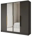 Altdecor Kleiderschrank, Schwarz, Gold, Holzwerkstoff, 200x200x51 cm,...