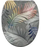 Sanilo Wc-Sitz, Grau, Holzwerkstoff, Baum/Pflanze/Natur, Oval, 37.7x5.5x48 cm,