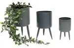 DanDiBo Pflanztopf, Grau, Metall, 15x27x15 cm, Wohnzimmer, Wohnzimmertische,