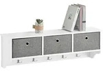 SoBuy Wandgarderobe, Wei&szlig;, Holzwerkstoff, 100x30x20 cm, FSC 100%, Garderobe,