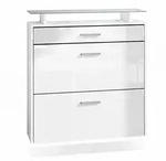 Vladon Schuhschrank, Wei&szlig; Hochglanz, Holzwerkstoff, 89x96x23 cm, Garderobe,