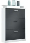 Vladon Schuhschrank, Schwarz, Holzwerkstoff, 89x128x23 cm, Garderobe,