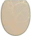 Sanilo Wc-Sitz, Beige, Holzwerkstoff, Grafikmuster, Oval, 37.7x5.5x48 cm, Badezimmer,