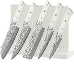 Wakoli Messerset, Wei&szlig;, Holz, Metall, Kochen, K&uuml;chenmesser, Messersets