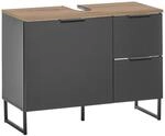 Waschbeckenunterschrank Denver, Schwarz, Eiche, Metall, 1 F&auml;cher, 2 Schublade(n)