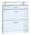 Vladon Schuhschrank, Wei&szlig;, Holzwerkstoff, 89x104x23 cm, Garderobe,