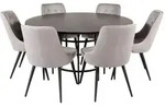 ebuy24 Tischgruppe, Hellgrau, Holzwerkstoff, 6-Sitzer, 140x74x140 cm, Esszimmer,