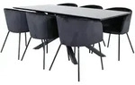 ebuy24 Tischgruppe, Schwarz, Holzwerkstoff, 6-Sitzer, 90x76x190 cm, Esszimmer,