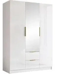 Mirjan24 Kleiderschrank, Wei&szlig;, Wei&szlig; Hochglanz, Gold, Kunststoff, 2 Schubladen,