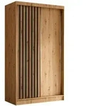 Altdecor Kleiderschrank, Eiche Artisan, Schwarz, Holzwerkstoff, 120x216x61 cm,