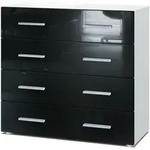 Vladon Kommode, Schwarz Hochglanz, Holzwerkstoff, 76x72x35 cm, Wohnzimmer,...