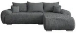 Mirjan24 Ecksofa, Dunkelgrau, Kunststoff, 5-Sitzer, Ottomane rechts,L-Form, 282x187