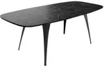 Mirjan24 Esstisch, Schwarz, Metall, Oval,Oval, 160x76x90 cm, Esszimmer, Tische,