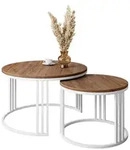 Lookway Couchtisch, Dunkelbraun, Wei&szlig;, Holzwerkstoff, Rund, 70x48x70 cm,...