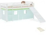 Homestyle4u Hochbett, Gr&uuml;n, Wei&szlig;, Textil, Kiefer, 90x200 cm, Kinder- &