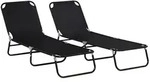 Outsunny Sonnenliege, Schwarz, Metall, 2-Sitzer, 188x28x56 cm, Gartenm&ouml;bel,