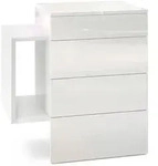 Vladon Nachttisch, Wei&szlig; Hochglanz, Holzwerkstoff, 60x63x36 cm, Schlafzimmer,