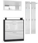 Vladon Garderobe, Wei&szlig; Hochglanz, Holzwerkstoff, 180x200x23 cm, Garderobe,