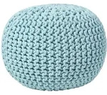 Homescapes Strick-Pouf, Hellblau, Textil, Uni, Rund, 40x35x40 cm, Wohnzimmer,...