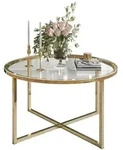 Lookway Couchtisch, Gold, Glas, Rund, 70x44.4x70 cm, Wohnzimmer,...